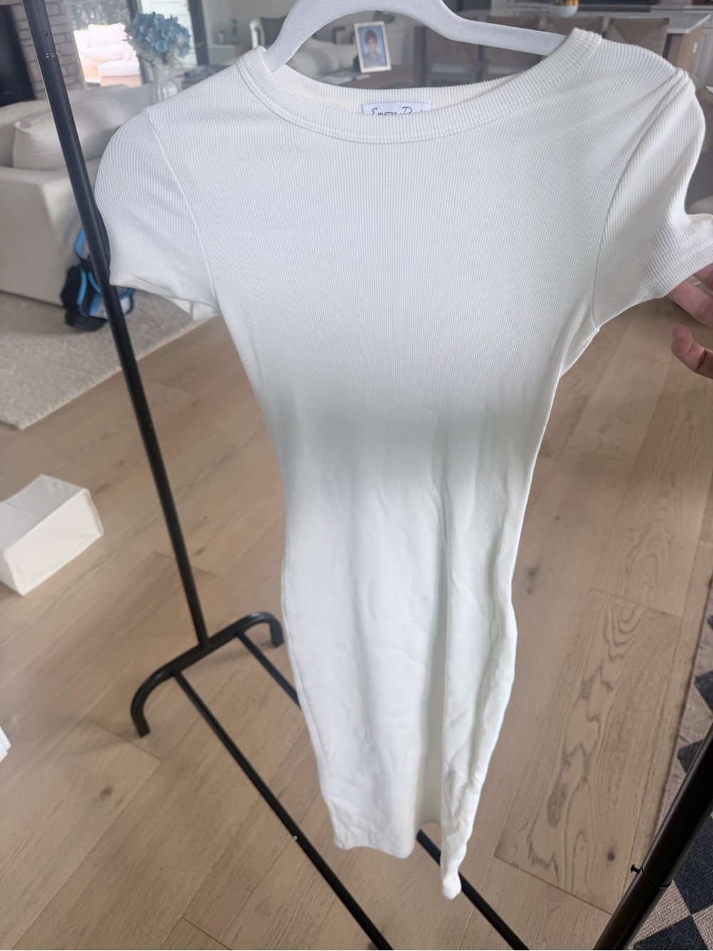 Slim Ribbed Crewneck Short-Sleeve midi dress